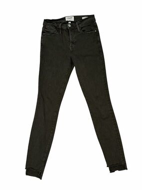 FRAME Le High Skinny Raw Hem Jeans Forest Falls Olive Green Size 25